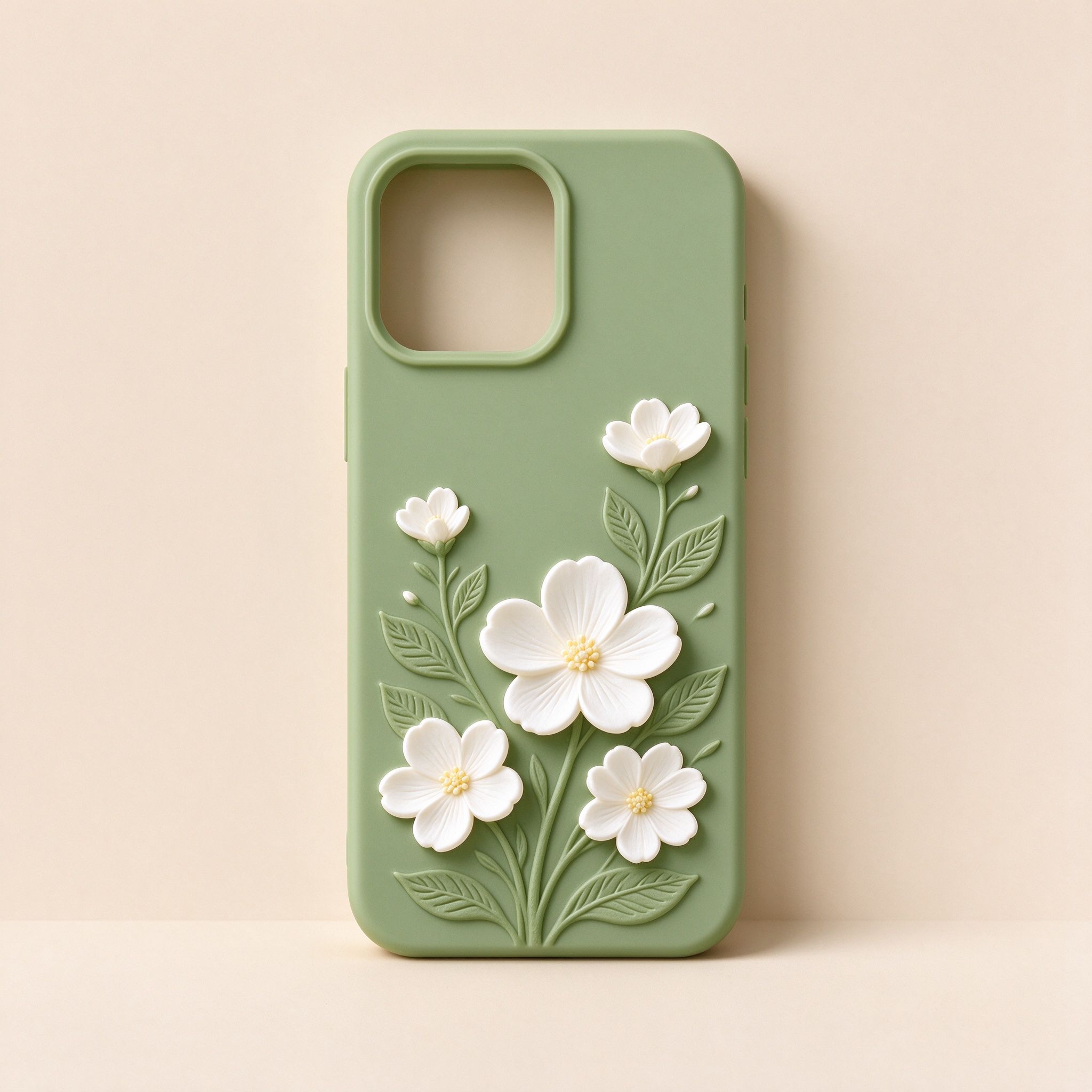 Mint Green 3D Relief Flower Case